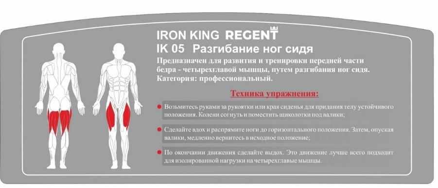 Образец наклейки с модели IK 05 «Разгибание ног сидя»